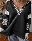 Striped Colorblock Patchwork Collar Sweatshirt