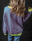 Stripe Contrast Edge Oversized Sweatshirt