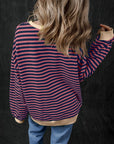 Stripe Contrast Edge Oversized Sweatshirt