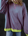 Stripe Contrast Edge Oversized Sweatshirt