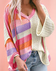 Oversized Colorblock Hooded Sweater