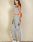 French Terry Cropped Tank Top & Joggers Set