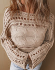 Hollow-out Cable Knit Cropped Sweater