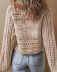 Hollow-out Cable Knit Cropped Sweater