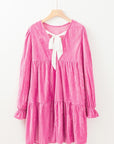 Flounce Sleeve Tiered Ruffled Velvet Mini Dress