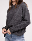 Hooded Brushed Melange Hacci Sweater