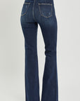 High Waist Raw Hem Flare Jeans