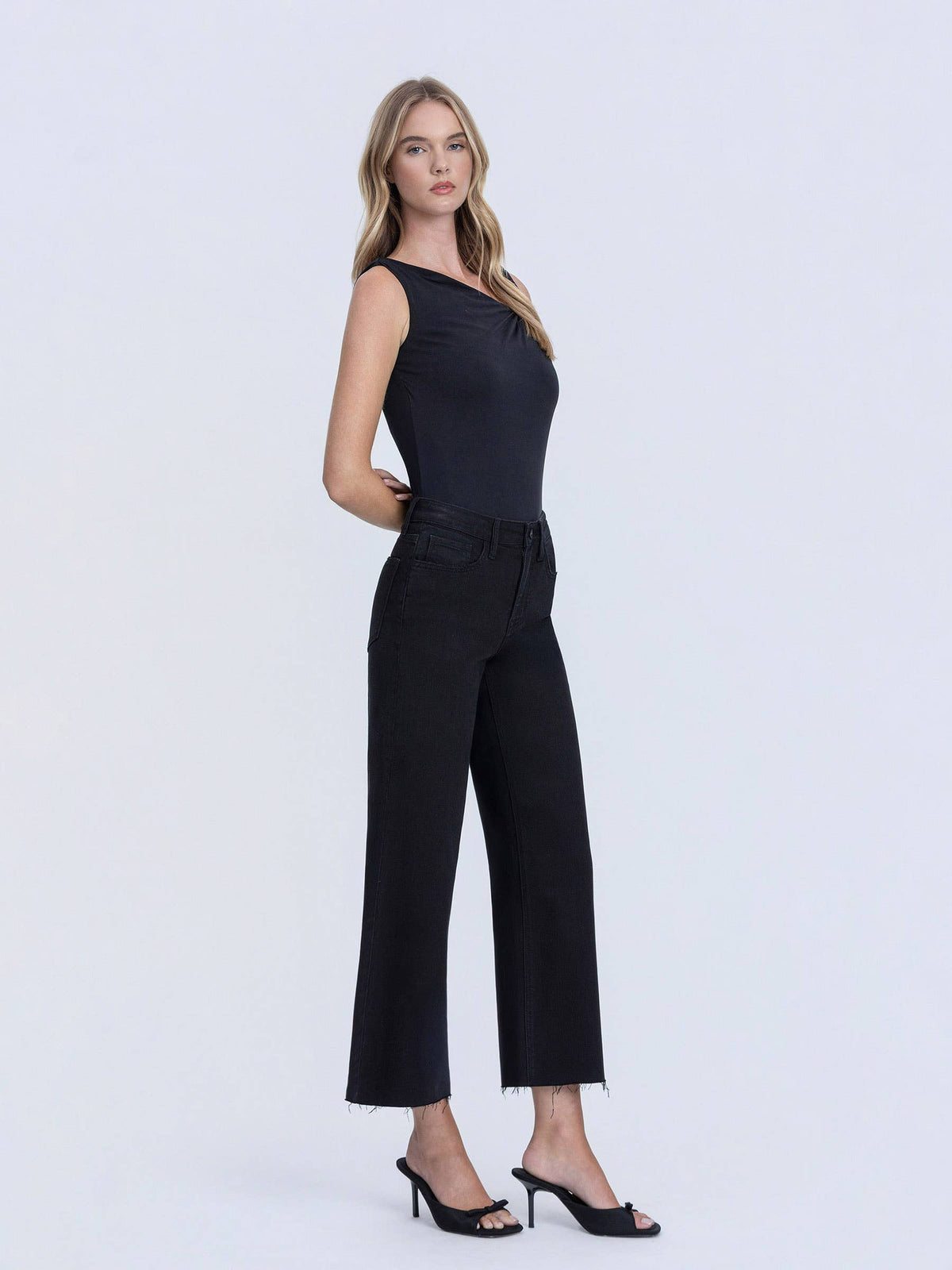 Lovervet by Flying Monkey High Rise Jet Black Crop Wide Leg Jeans 🖤