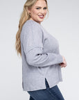 Plus Ribbed Brushed Melange Hacci Sweater