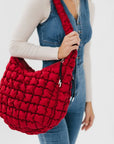 Quilted Hobo Bag (crimson red)