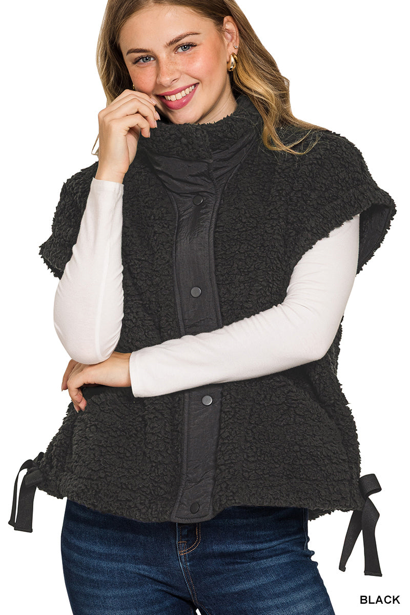 Cozy Sherpa Snap Vest