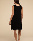 Sleeveless Flared Dress with Side Pockets