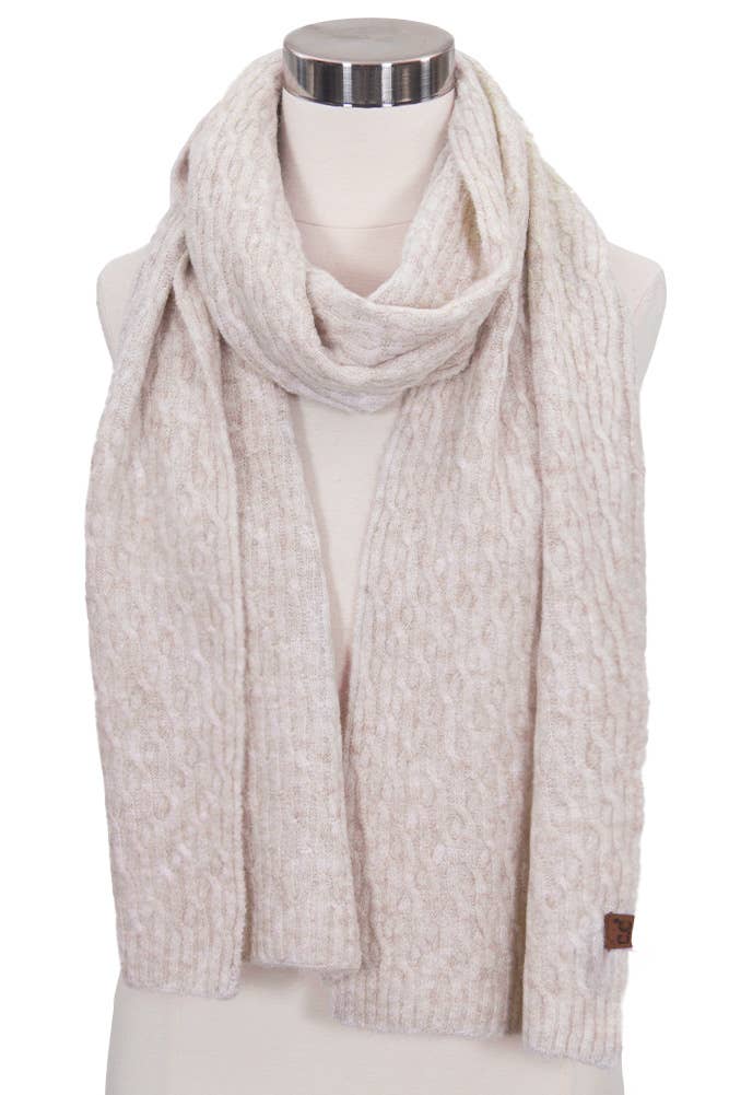 🤎 Oatmeal Chain Link Cable Knit Scarf