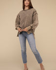 Acid Wash French Terry Exposed-Seam Sweatshirt