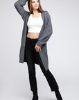 Twist Knitted Open Front Cardigan With Pockets