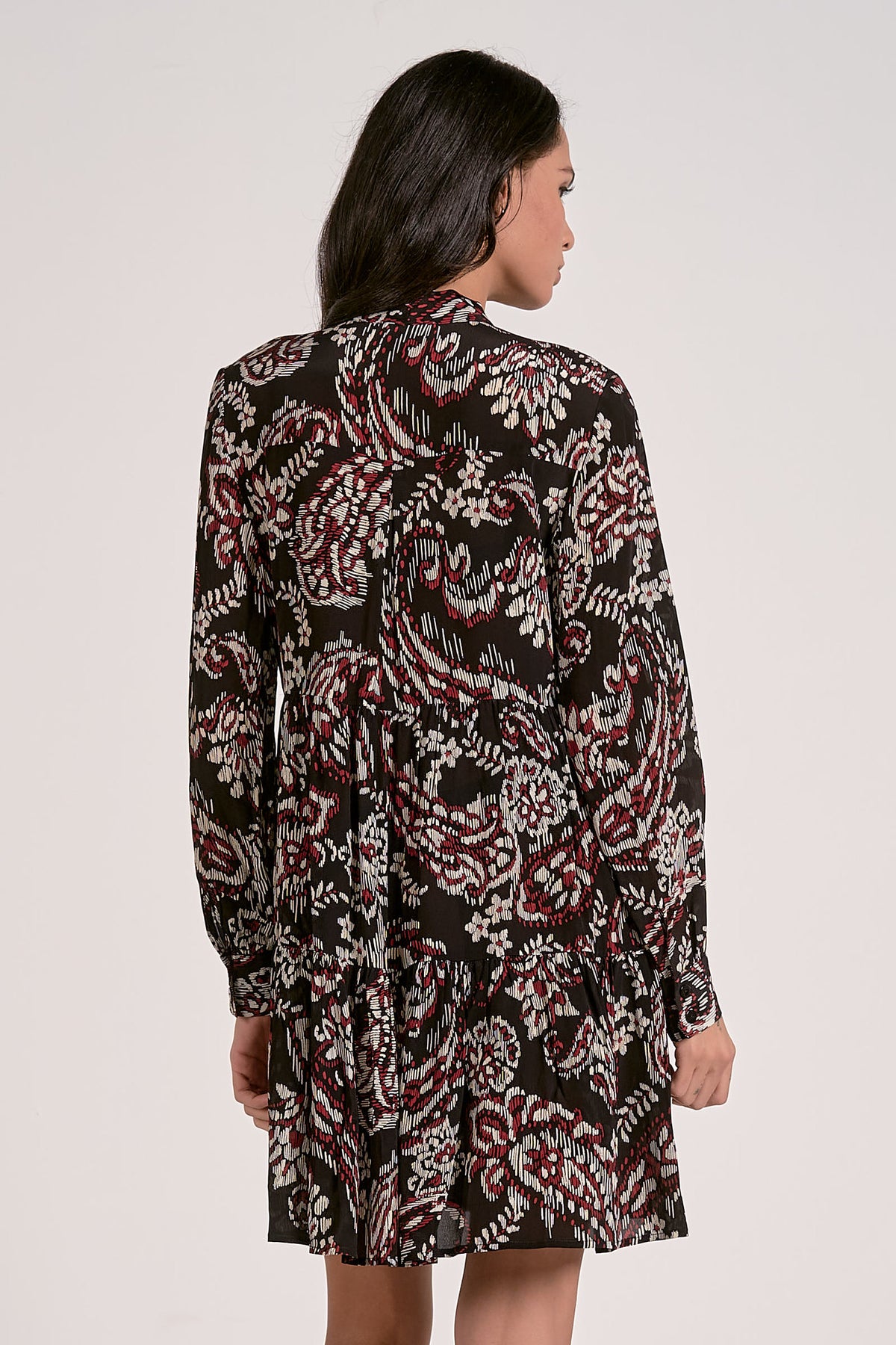 Black Paisley Long Sleeve Dress