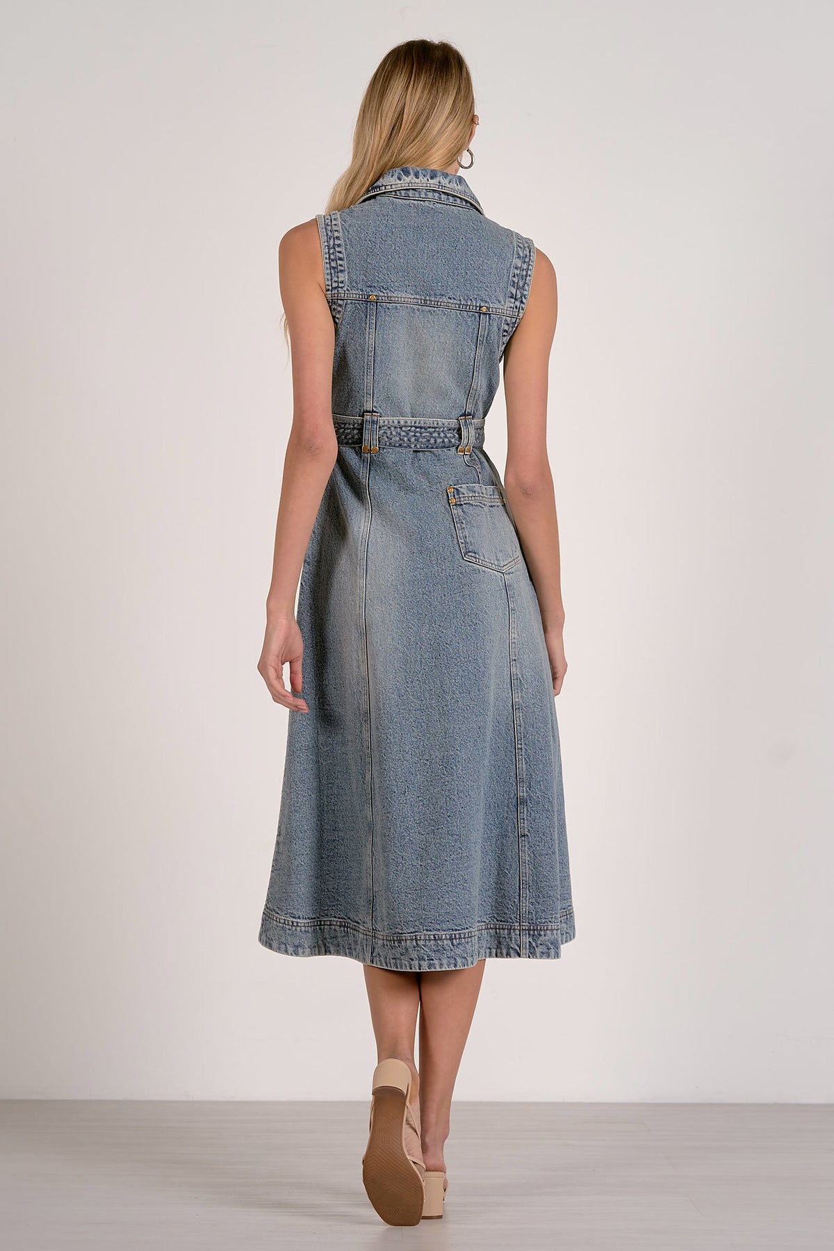 ELAN | Belted Denim Midi Dress