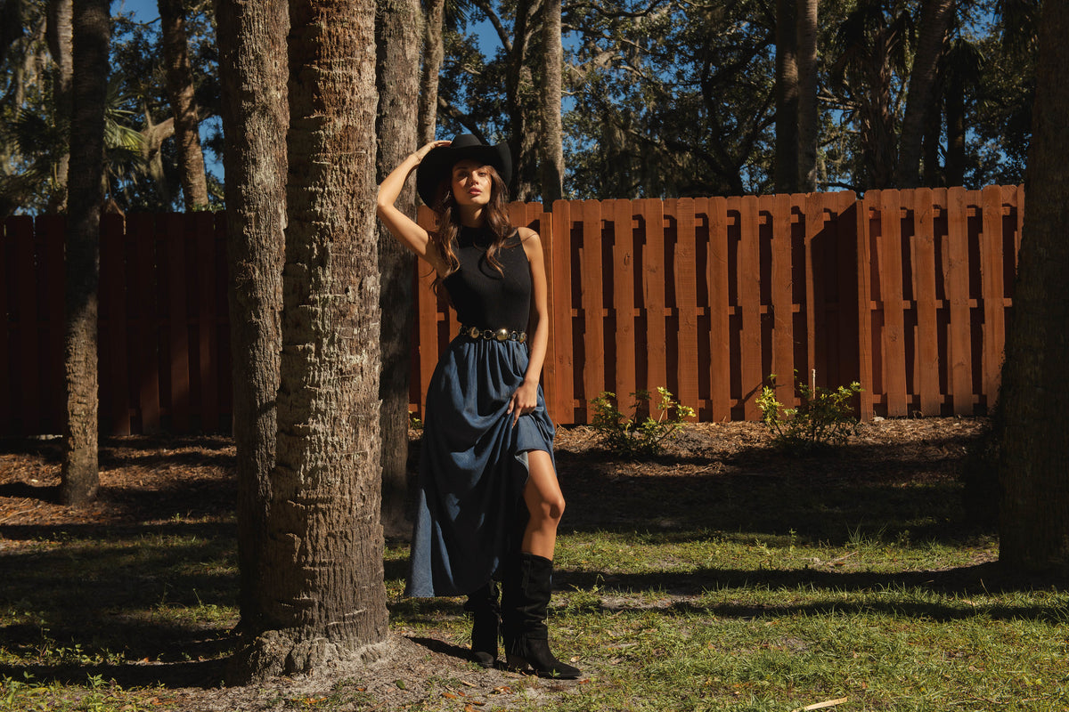 Cornelia Mixed-Media Maxi Dress
