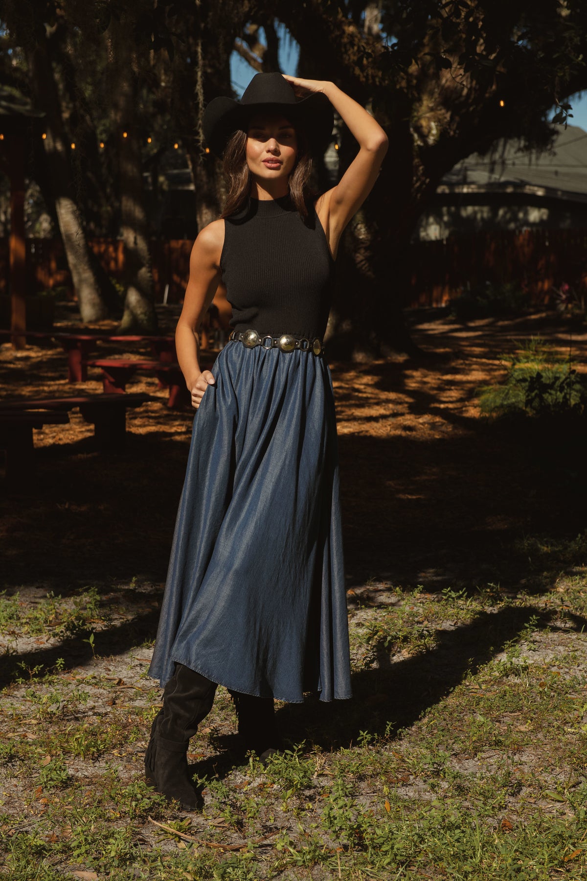 Cornelia Mixed-Media Maxi Dress