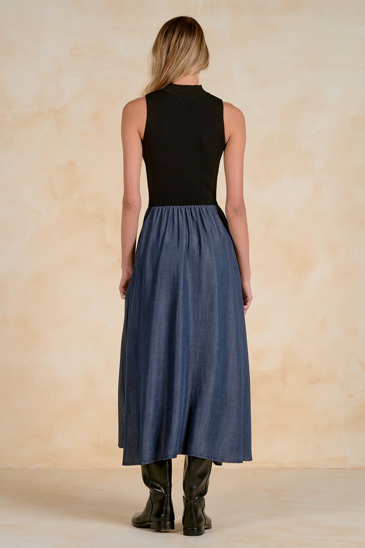 Cornelia Mixed-Media Maxi Dress