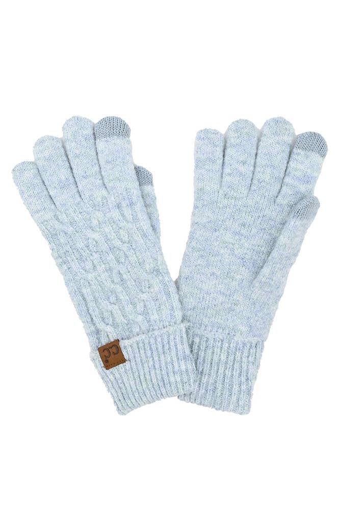 Chain Link Cable Knit Gloves Baby Blue  ❄️