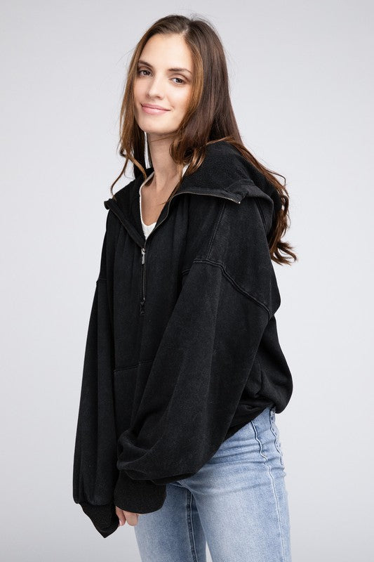 Stitch Detailed Elastic Hem Hoodie