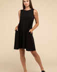 Sleeveless Flared Dress with Side Pockets