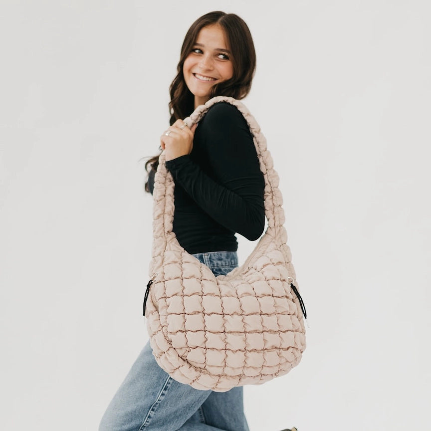 Lavender Quilted Hobo Tote Bag