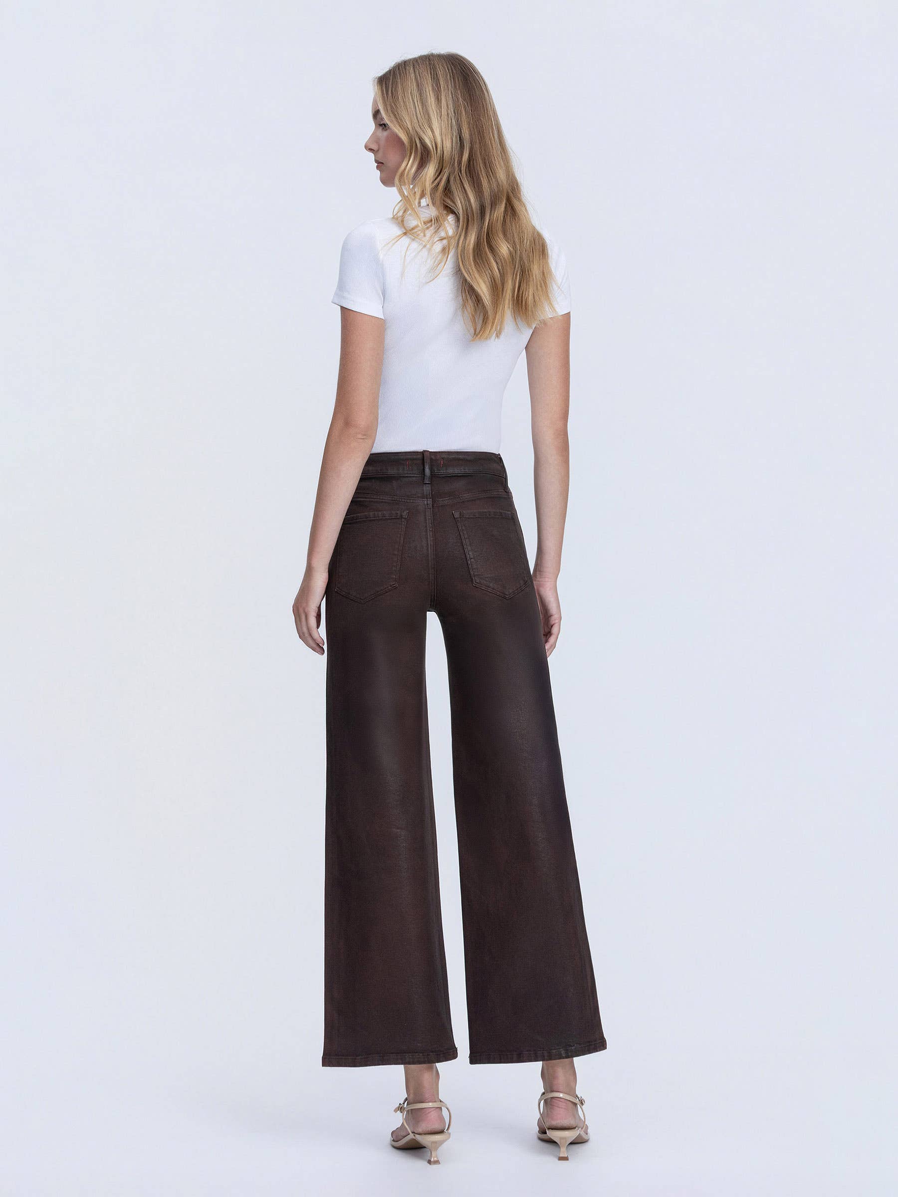 Chicory Coffee Coated Wide-Leg Jeans