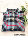 Cozy Navy & Pink Long Plaid Flannel