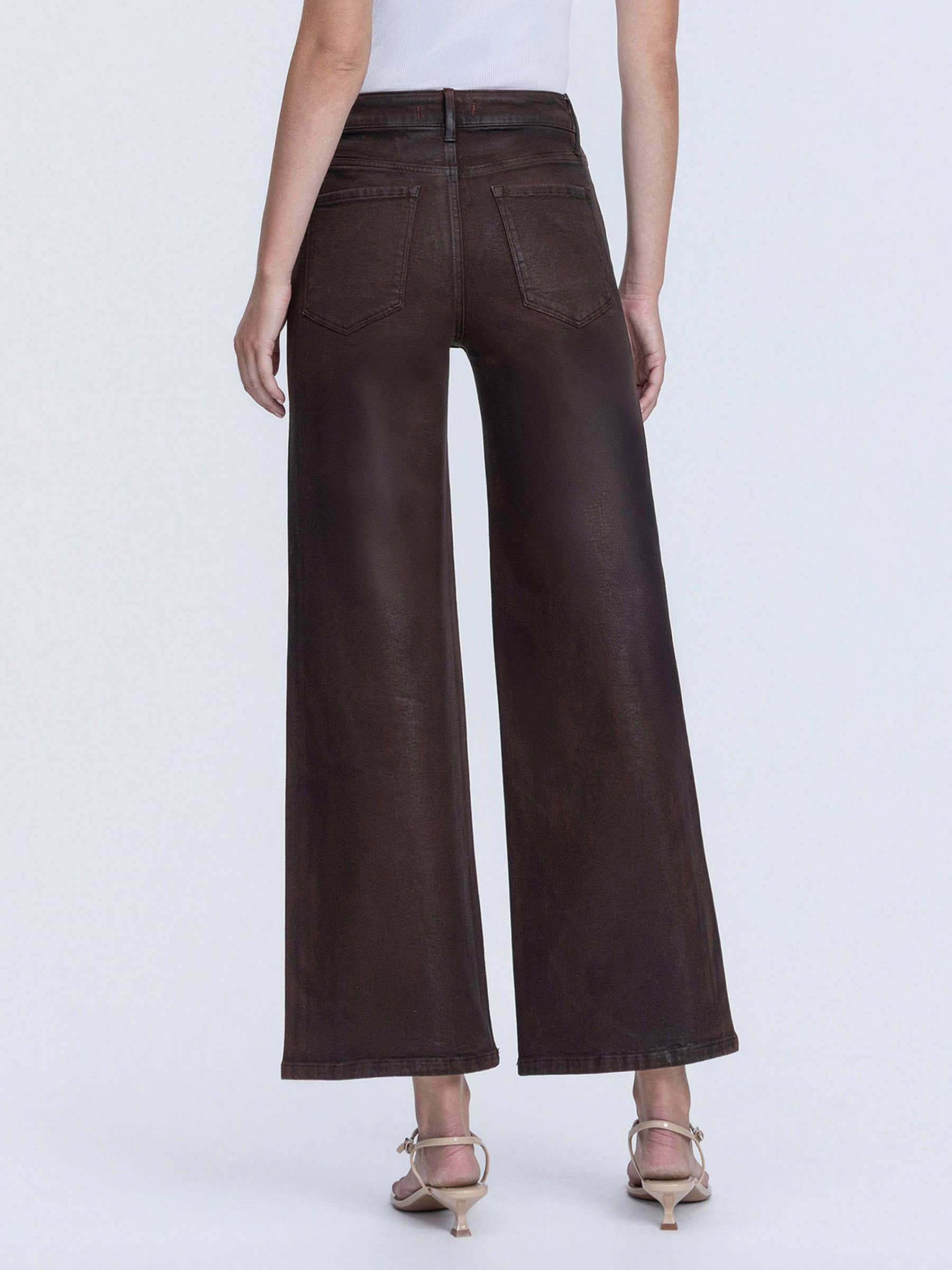 Chicory Coffee Coated Wide-Leg Jeans