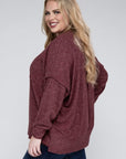 Plus Brushed Melange Drop Shoulder Sweater