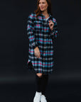 Cozy Navy & Pink Long Plaid Flannel