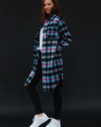 Cozy Navy & Pink Long Plaid Flannel