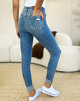 Judy Blue Mid Rise Cuff Skinny Jeans