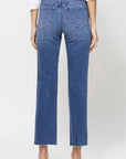 Distressed High Rise Ankle Relaxed Straight Jeans