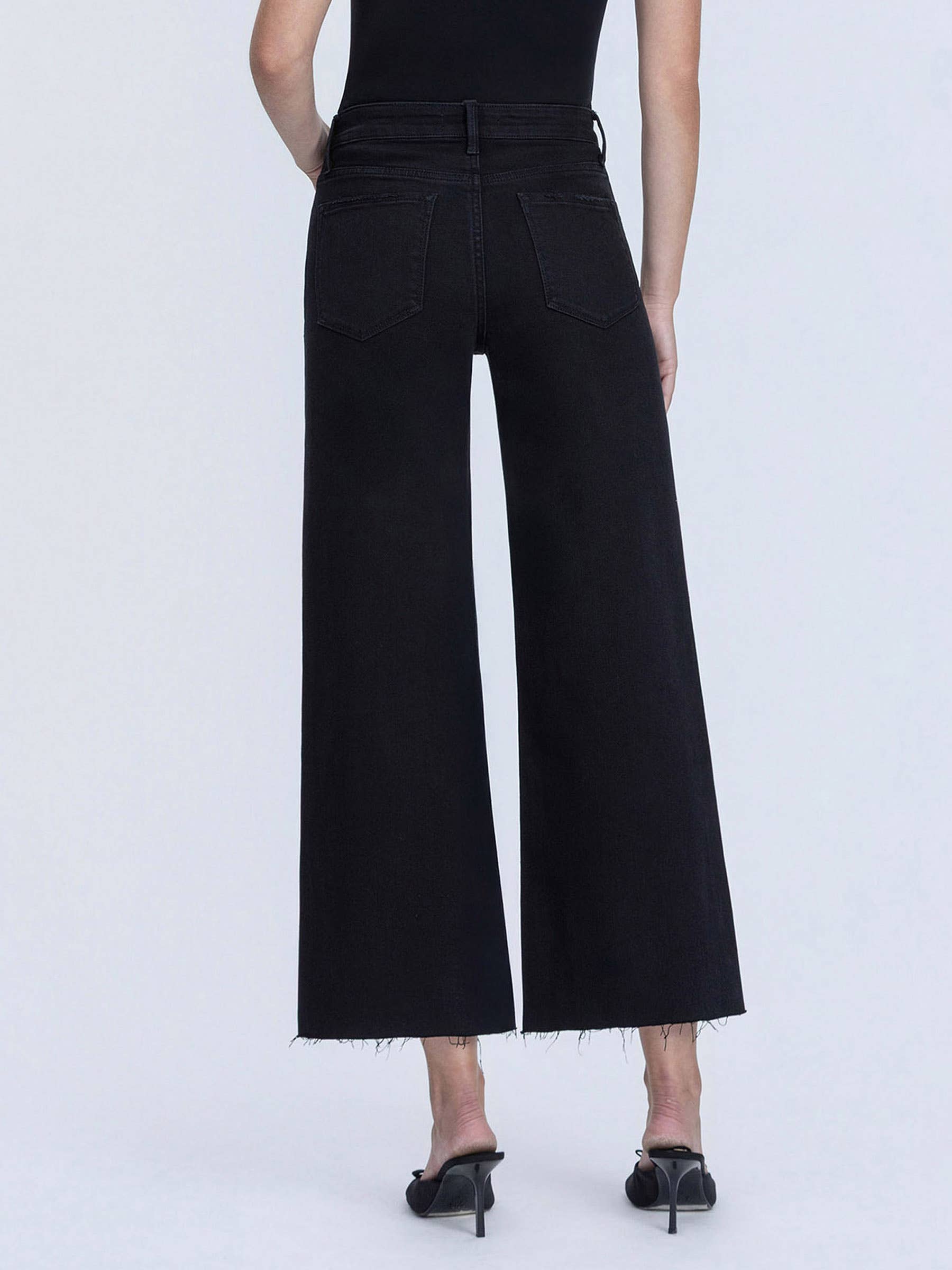 Lovervet by Flying Monkey High Rise Jet Black Crop Wide Leg Jeans 🖤