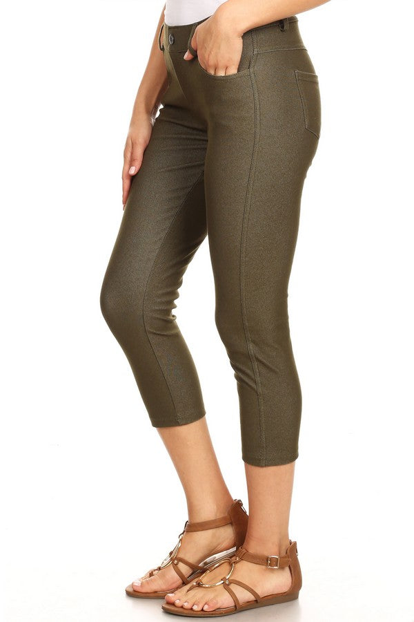 Capri- Classic Solid Skinny Jeggings