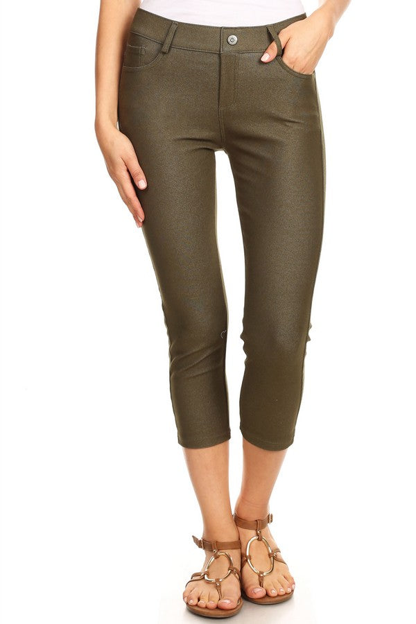Capri- Classic Solid Skinny Jeggings