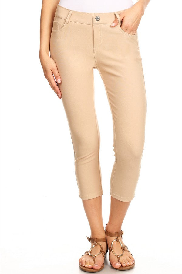 Capri- Classic Solid Skinny Jeggings