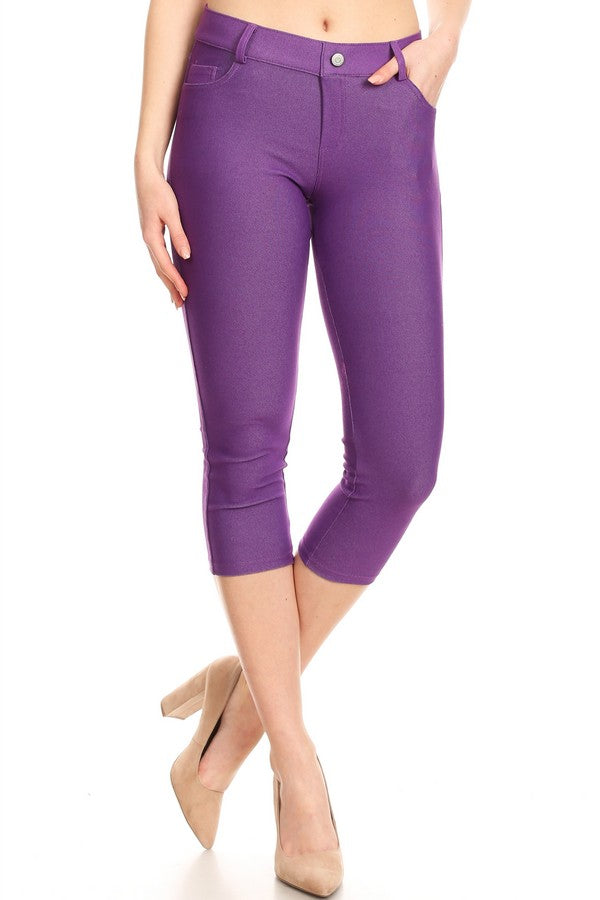 Capri- Classic Solid Skinny Jeggings
