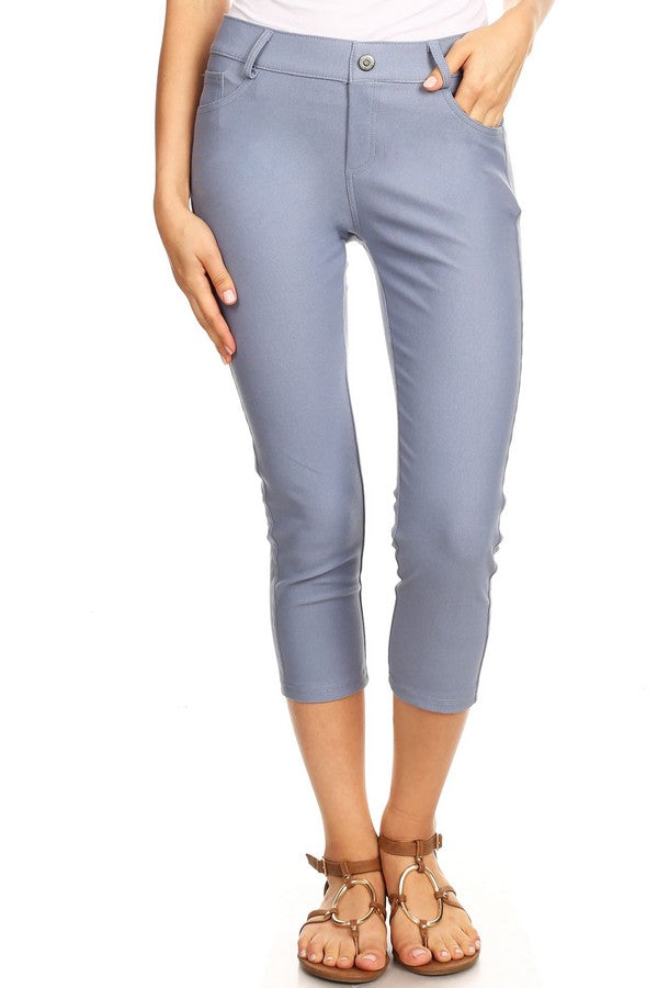 Capri- Classic Solid Skinny Jeggings