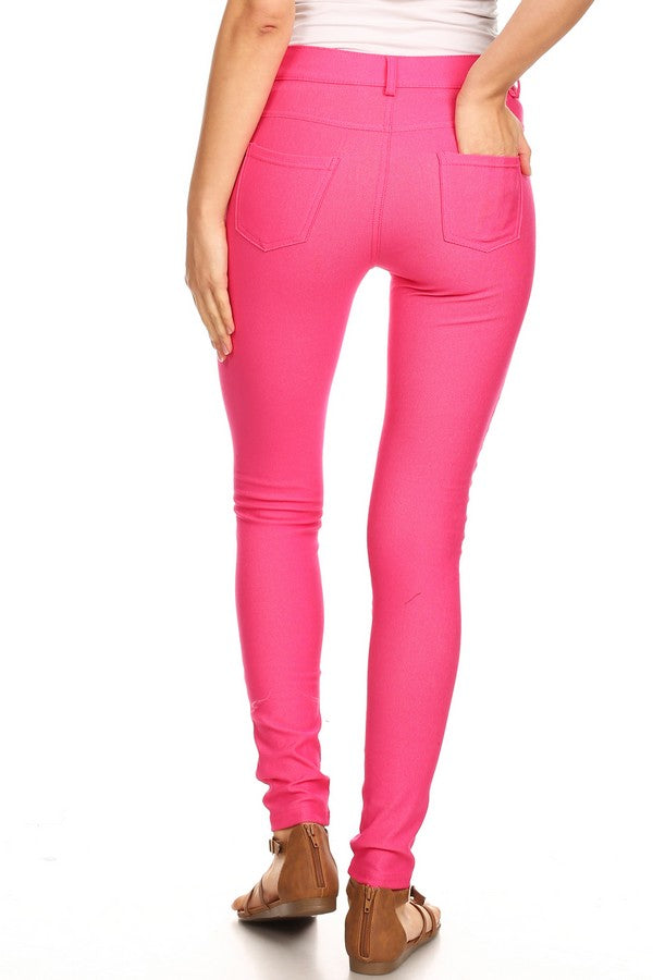 Cotton-Blend 5-Pocket Skinny Jeggings