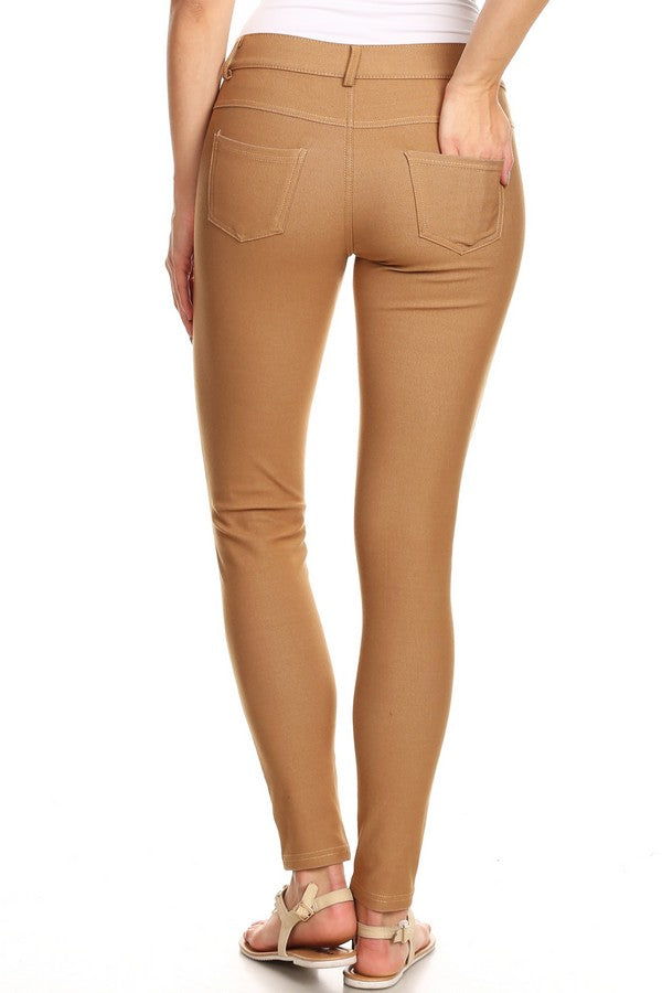 Cotton-Blend 5-Pocket Skinny Jeggings