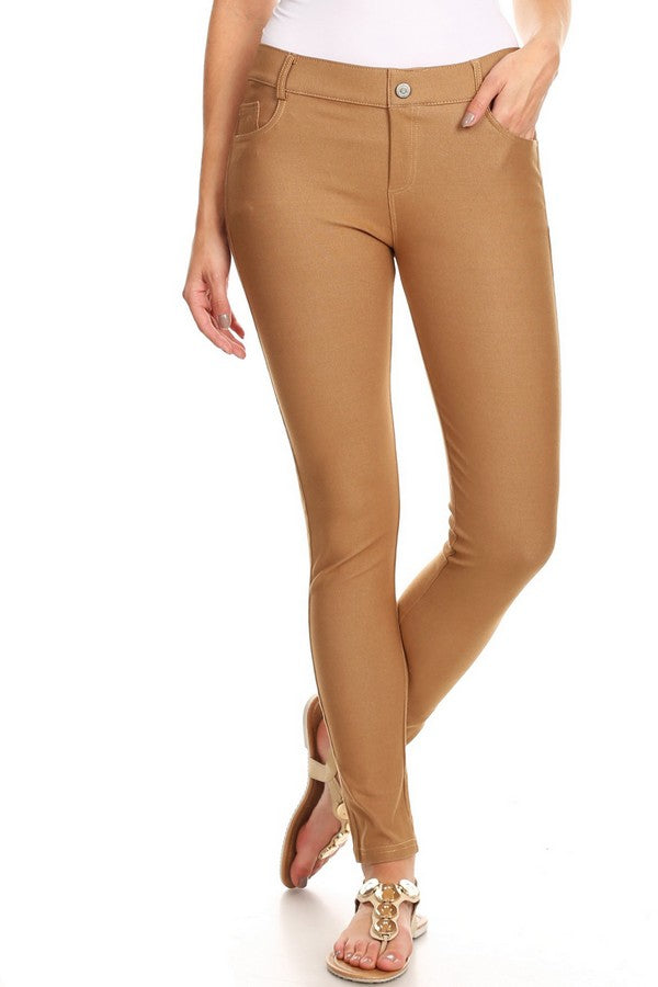 Cotton-Blend 5-Pocket Skinny Jeggings
