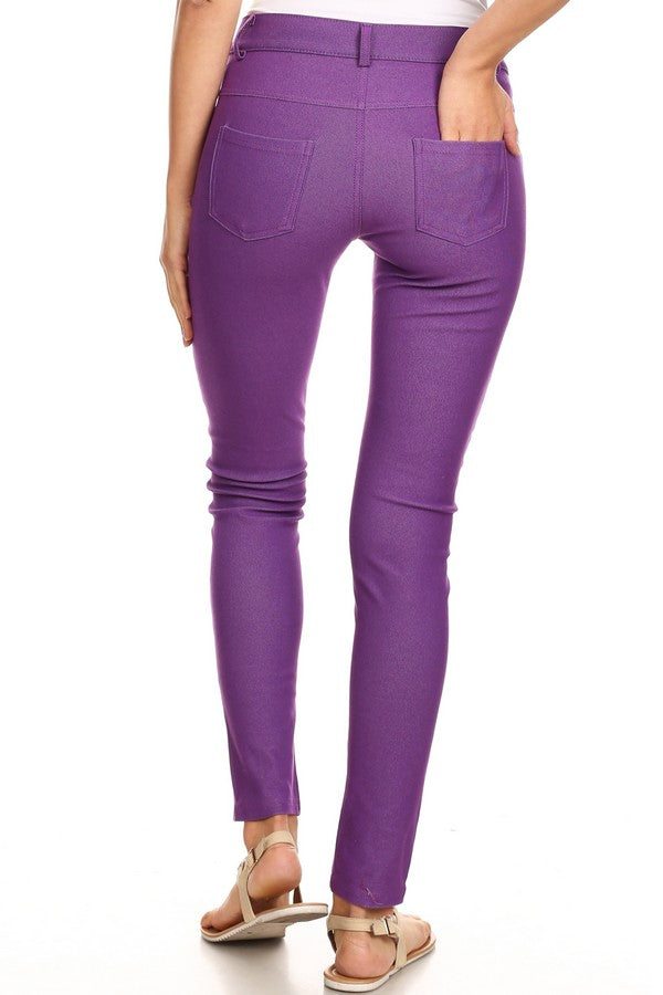 Cotton-Blend 5-Pocket Skinny Jeggings