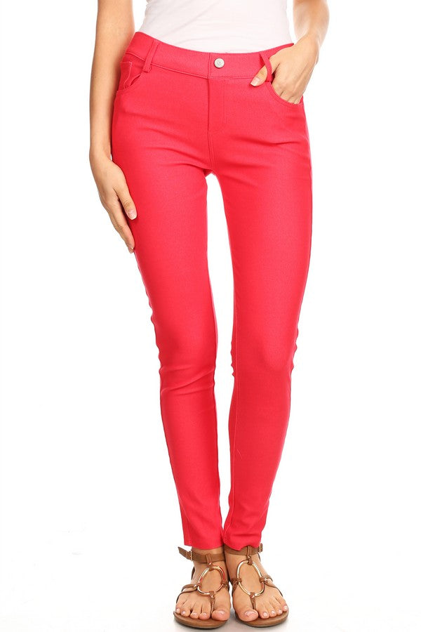 Cotton-Blend 5-Pocket Skinny Jeggings