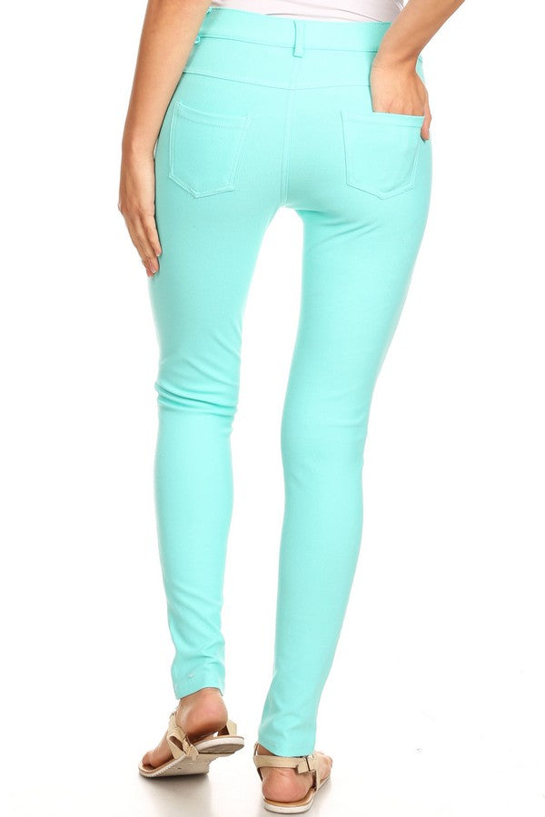 Cotton-Blend 5-Pocket Skinny Jeggings