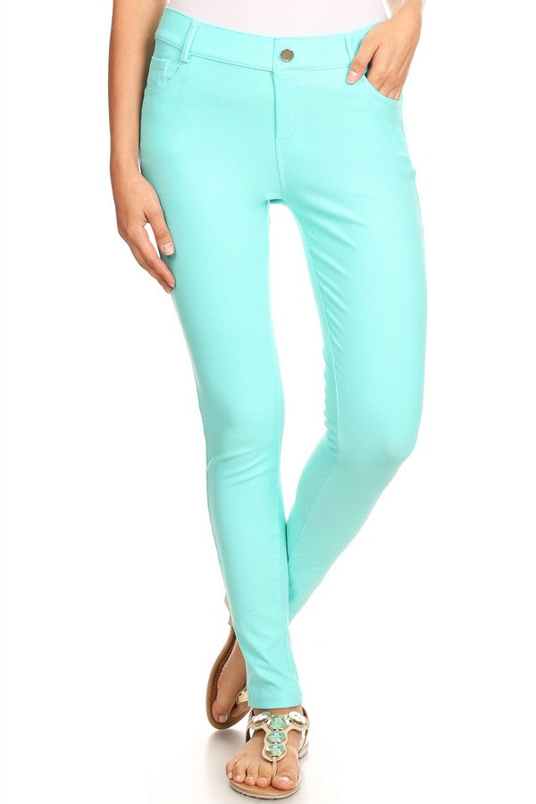 Cotton-Blend 5-Pocket Skinny Jeggings