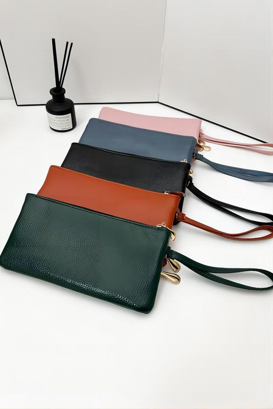 Vegan Leather Wristlet Clutch